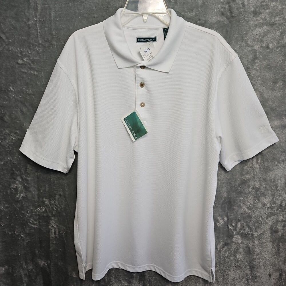 Cubavera Men's XL white polo w/textured NEW short sleeve